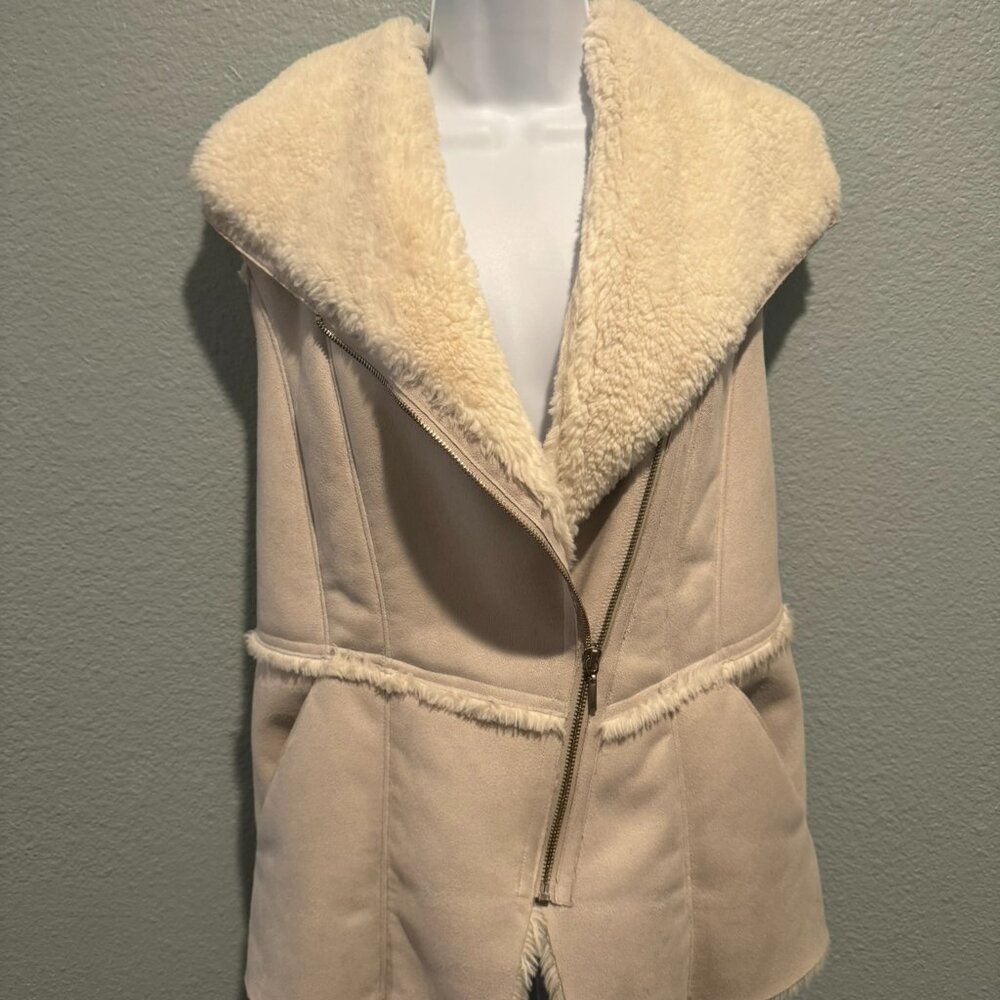 White House Black Market Faux Suede and Fur Vest - size S